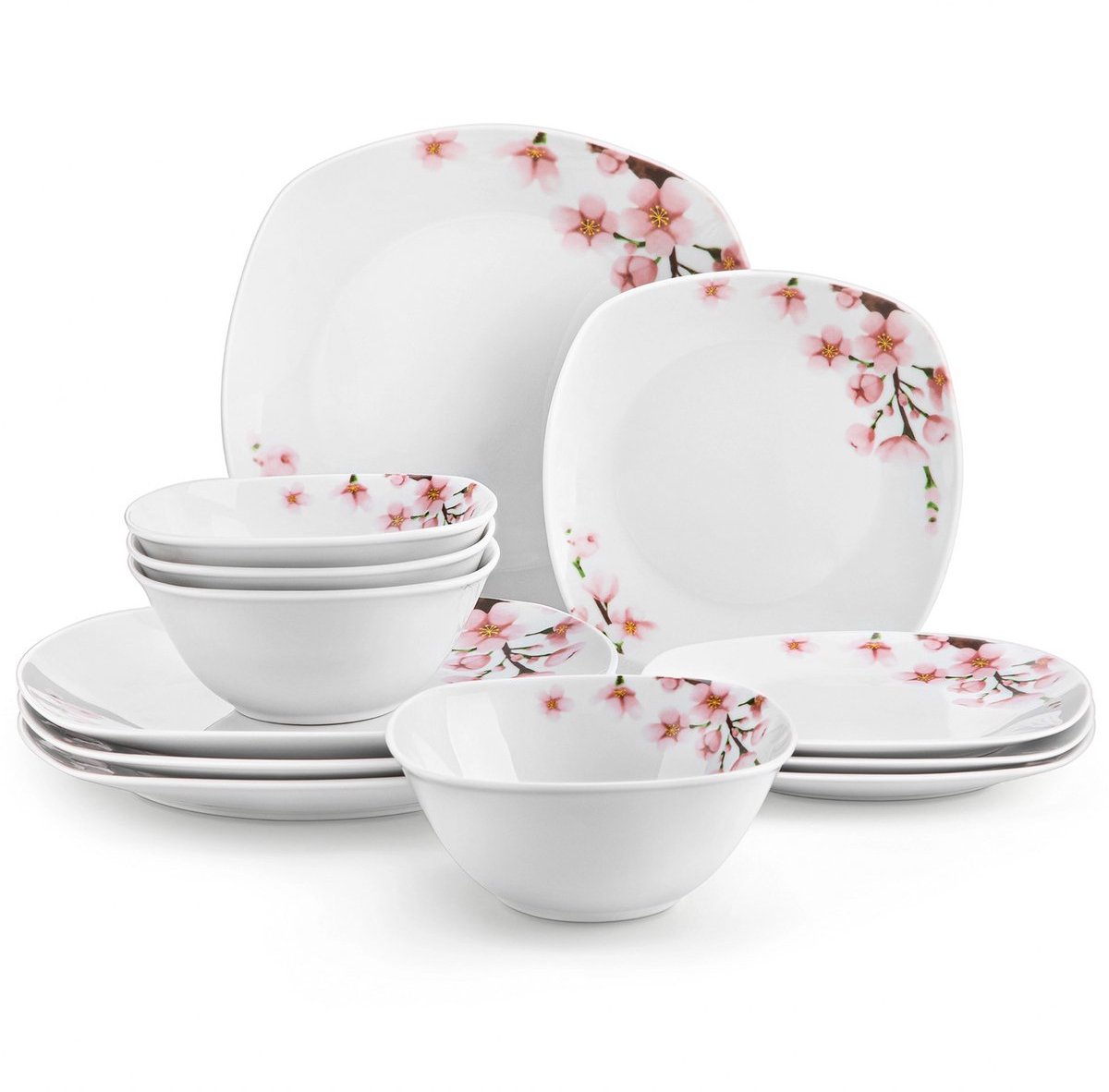 Serviesset 12 delig Blauw - 4 persoons, Baby blauw en Dinerborden - Voor Diner, Keuken, Dagelijks Gebruik en Ontbijt