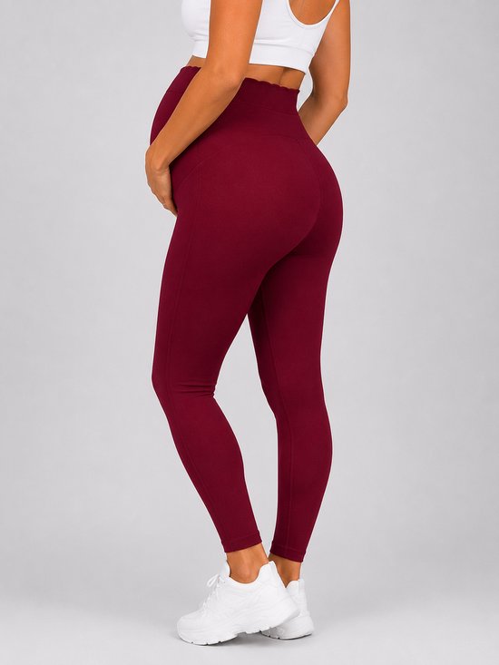 SparkNine Bellyflex zwangerschap legging - M - rood - hoge taille - rekbaar - maternity - geribbelde tailleband - stijlvol & ademend — afbeelding 2