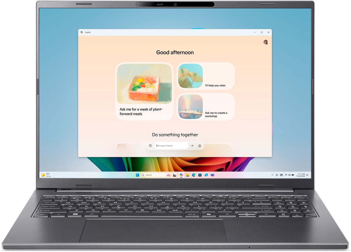 Acer Aspire 16 AI A16-52M-53B3 Copilot+ PC Intel Core Ultra 5 226V Laptop 40,6 cm (16") WUXGA 16 GB LPDDR5x-SDRAM 512 GB SSD Wi-Fi 7 (802.11be) Windows 11 Home Grijs