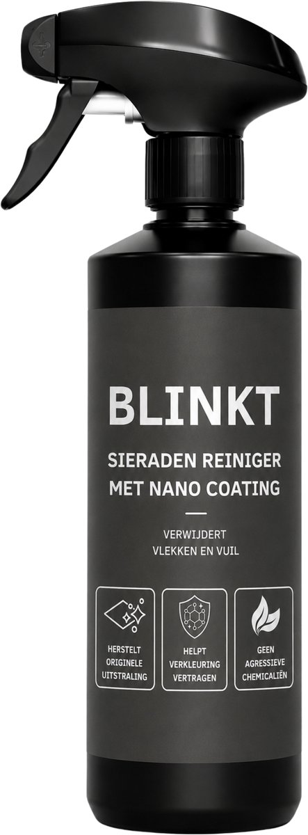 Sieraden Reiniger met Nano Coating - Zilver & Goud Reiniger - Verwijdert Aanslag & Verkleuring - Voor Sieraden, Horloges & Bestek - 500ml - BLINKT