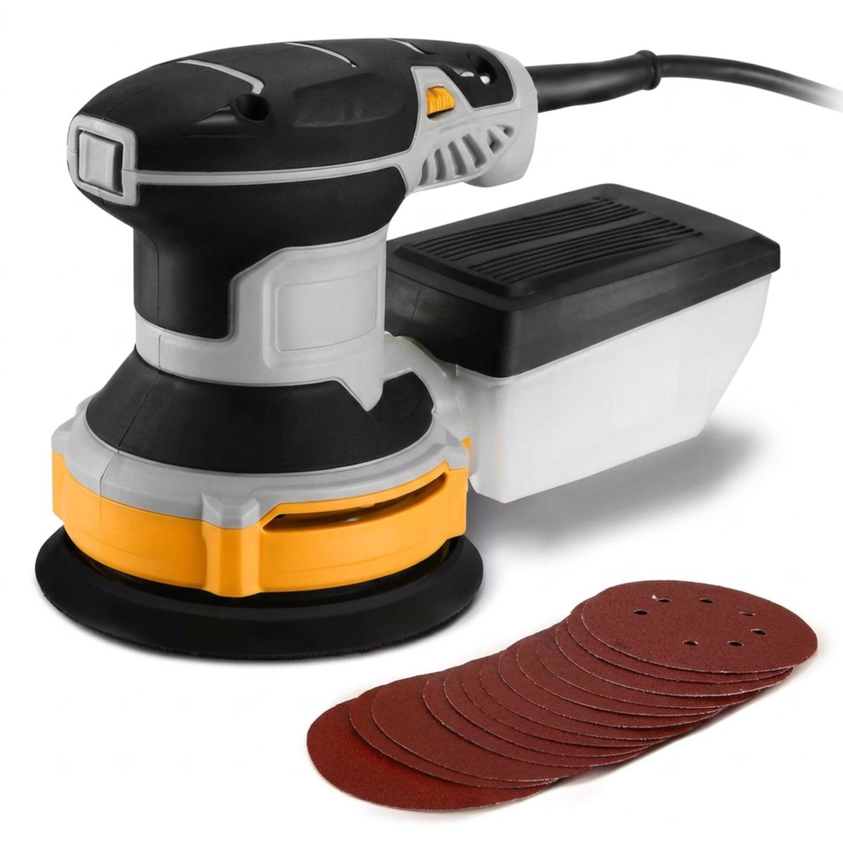 UFTA Excentrische Schuurmachine 300W - 6 Snelheden Vlakschuurmachine - 5 Inch Schuurschijf met Stofbak - Inclusief 16 Schuurpapier