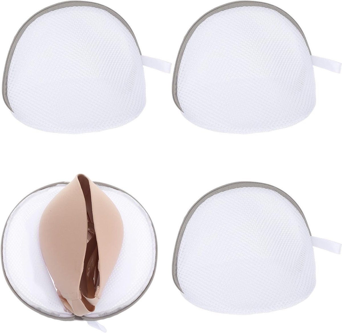 Set van 4 Waszakken voor Bh's, Mesh Waszakken met Rits voor Lingerie, Bescherming en Ondersteuning tijdens het Wassen van Kleding