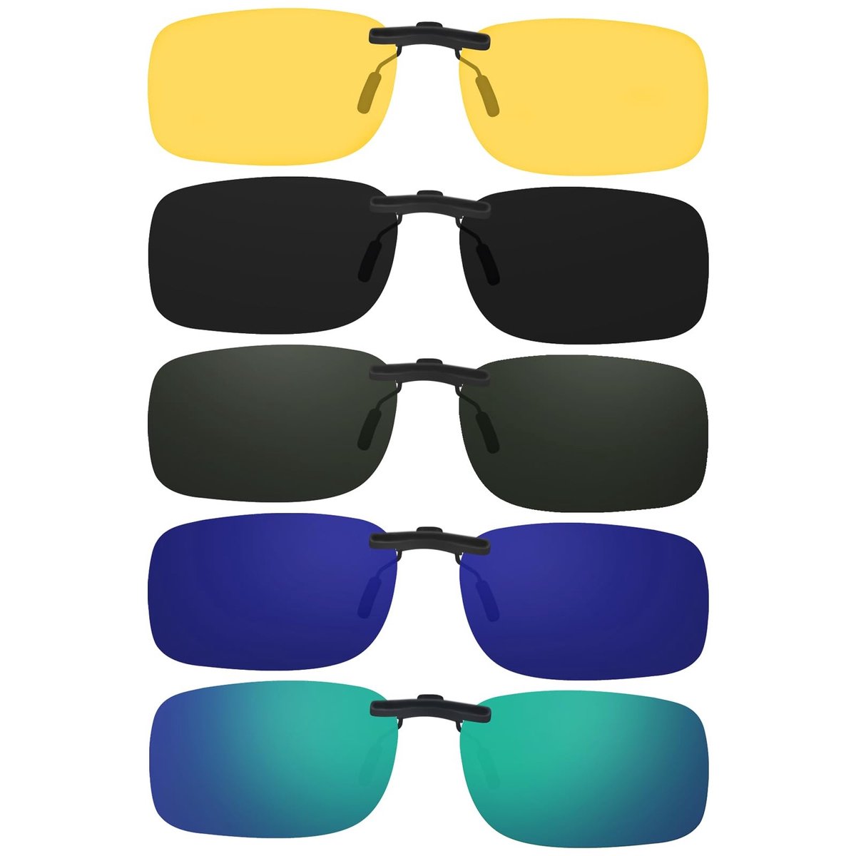 Dailygoods - Gepolariseerde Zonnebrilclips - 5 Stuks Opzetbril voor Outdoor Activiteiten