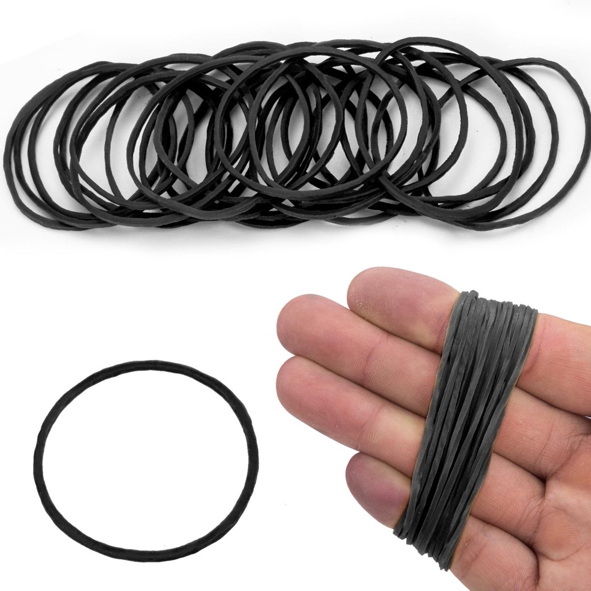 Dailygoods - 500 Stuks Zwarte Rubber Elastiekjes - Robuust en Multifunctioneel