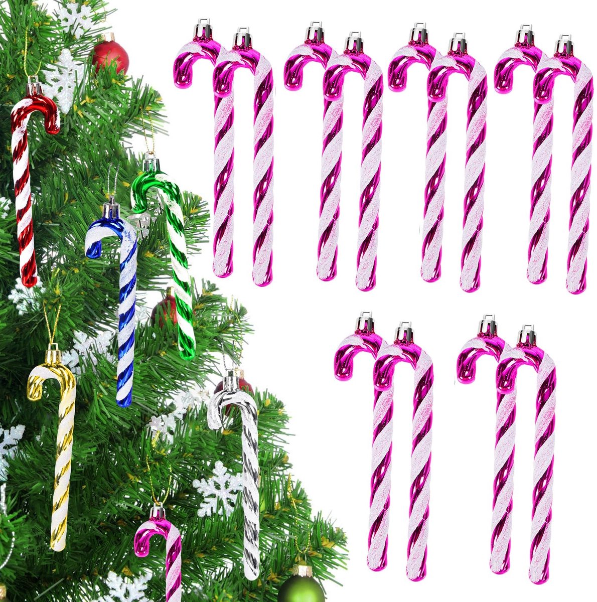 Dailygoods - Kerstboomversiering, 12 stuks, rozerood