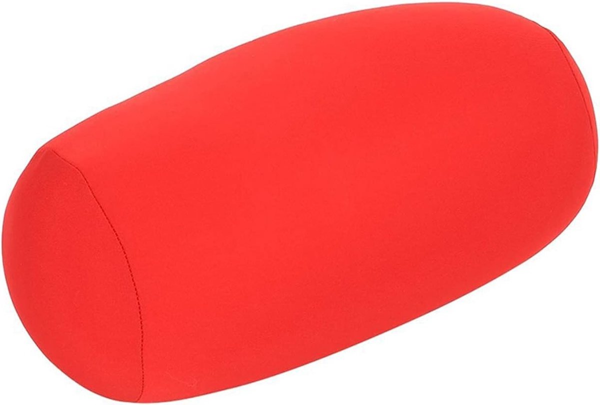 Comfortabele Microbead Rolnek Kussen voor Rugsteun en Slaap, Ideaal voor Thuis en Auto (Rood)