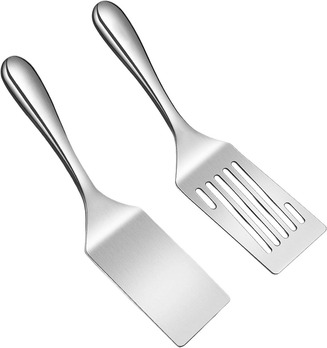 2-delige RVS Spatel Set, Perforeerde Turner en Grill Spatel, Vaatwasserbestendig, Ideaal voor Pannenkoeken, Eieren, Vlees en Bakken