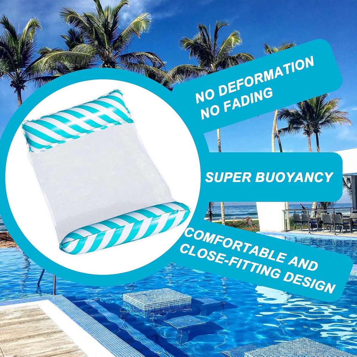 Opblaasbare Hangmat - PVC-Nylon - Multifunctioneel Ontspanningstoestel - Lichtgewicht en Draagbaar - Voor Volwassenen en Kinderen