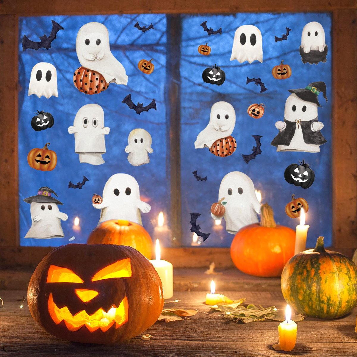 Halloween Raamstickers - 137 Stuks Ghost Pumpkin Bat - 6 Vellen Dubbelzijdige PVC Raamdecoratie voor Halloween Feest, Ramen, Deuren en Glas