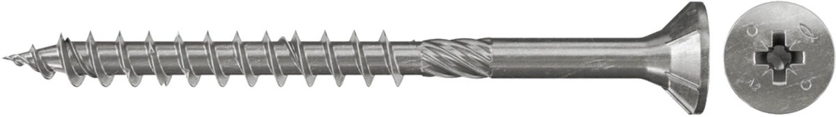 Fischer spaanplaatschroef 4x35mm - platkop - RVS A2 - voldraad - PZD 2 - 657171 (Per 300 stuks)