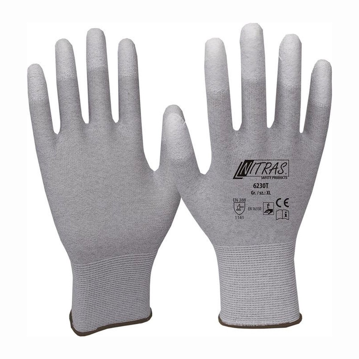 Nitras handschoenen grijs/wit maat 11 - 6230T-11
