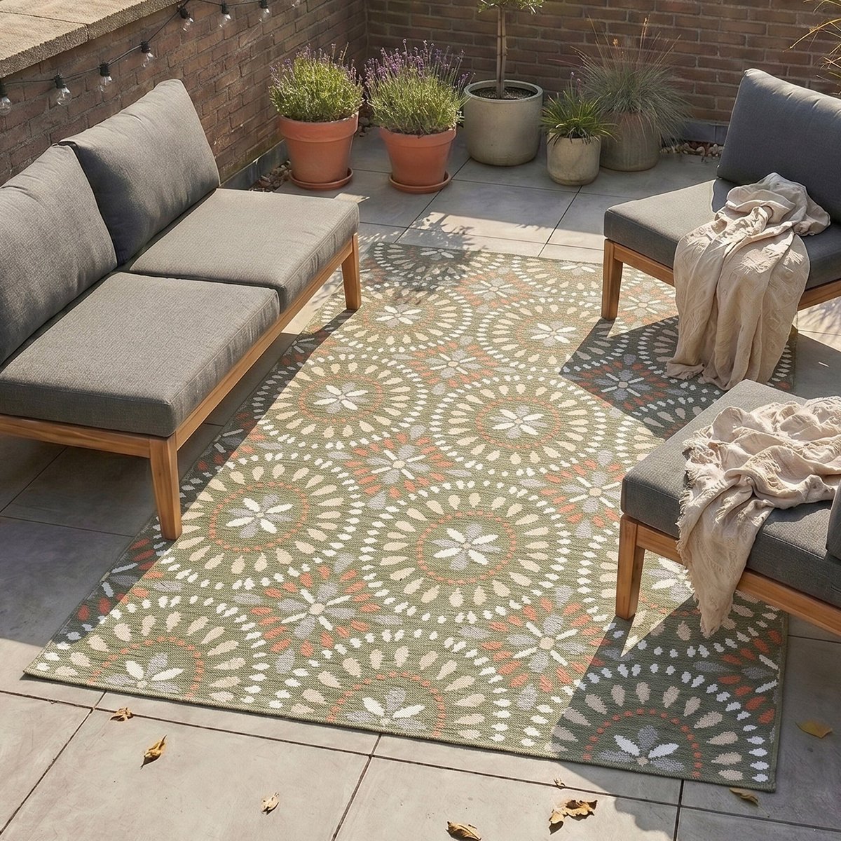 Fraai In & Outdoorkleed - Ranch Mandala Groen - 80x150cm
