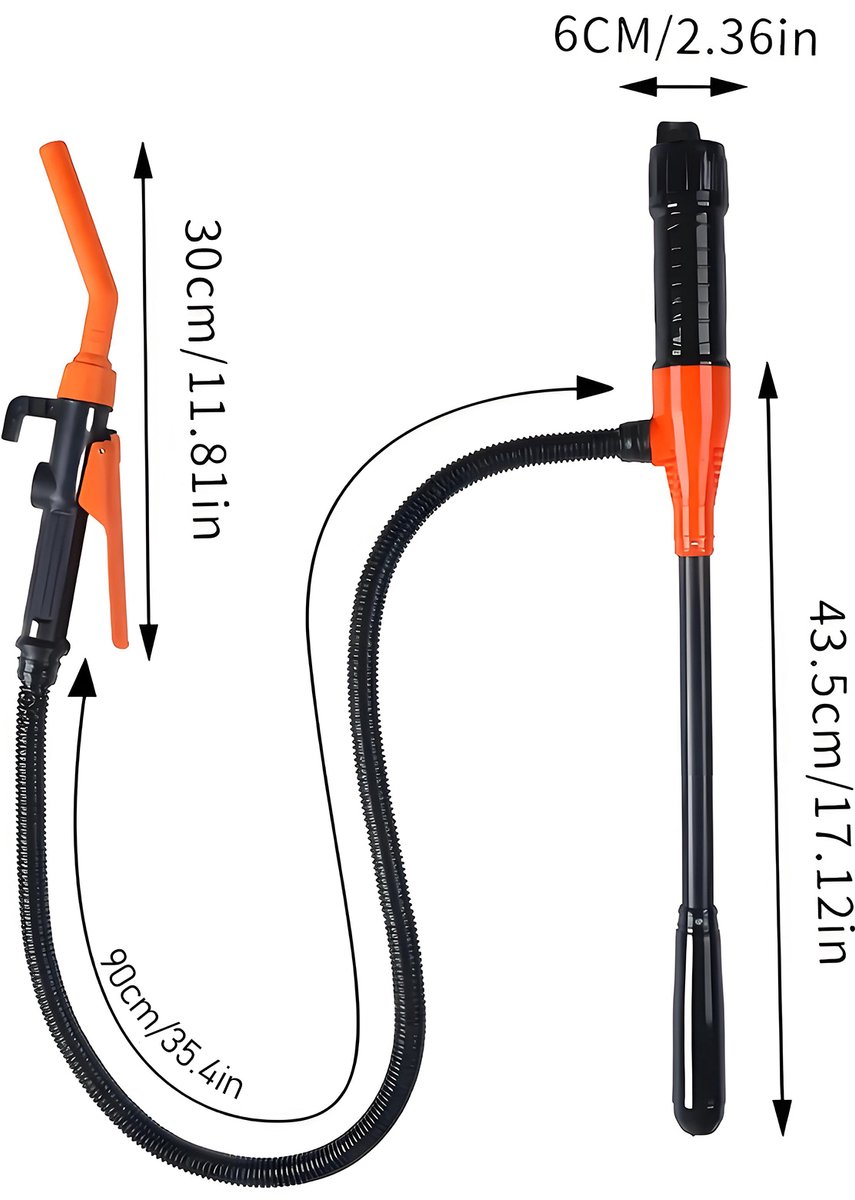 Elektrische transferpomp - Draagbare oliepomp - Zelfrijdende slangtransferpomp - Afneembare waterpomp - 2,4 gallon/minuut - Voor het overpompen van benzine, diesel en water - Oranje thumbnail 2