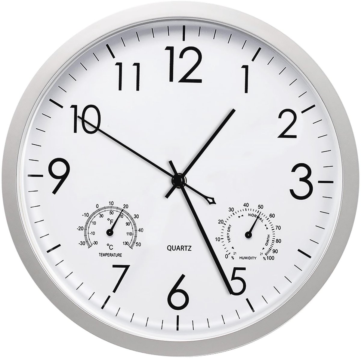 Solidchoice - Wandklok zonder Tikgeluiden - Tuinklok met Temperatuur en Vochtigheid 30 cm