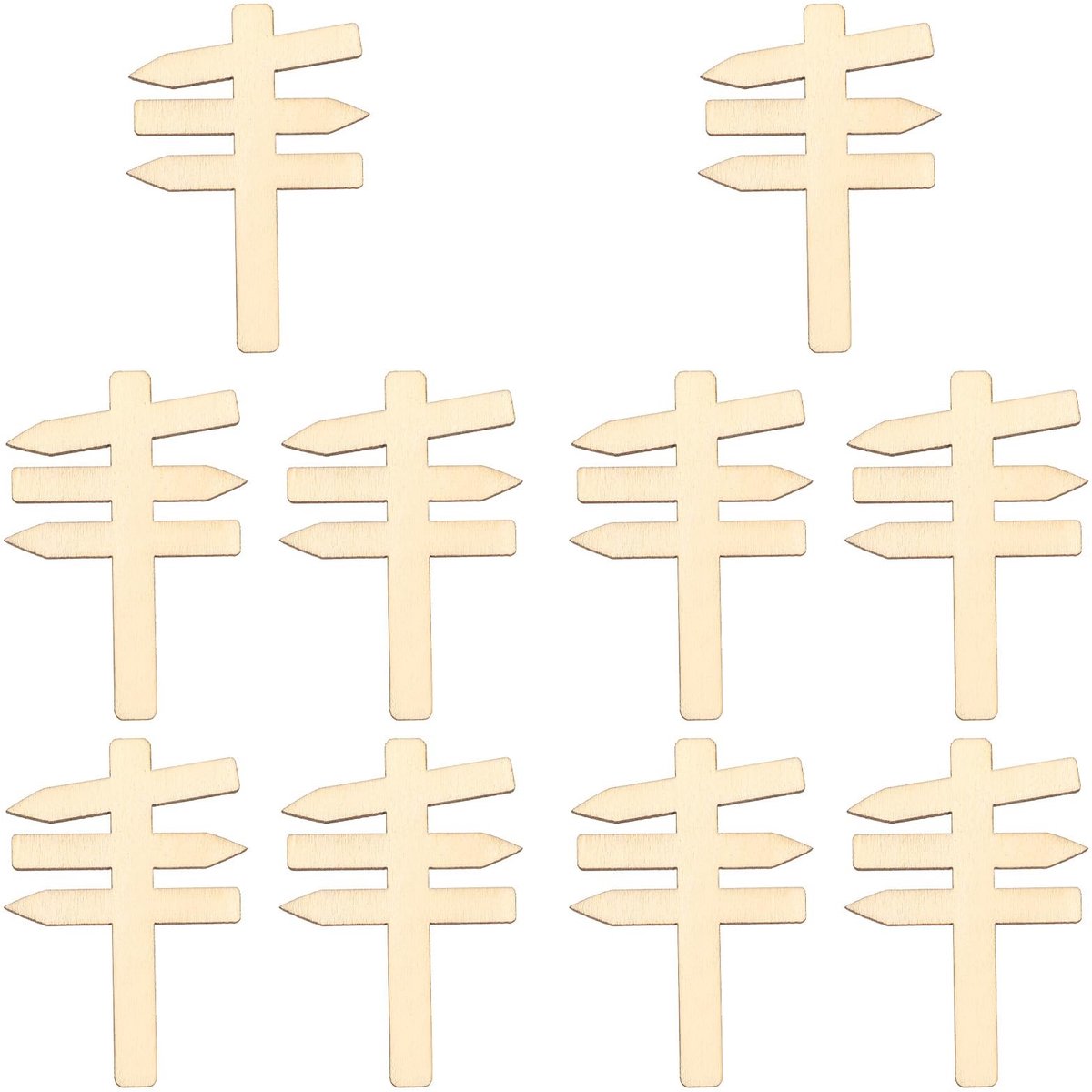 Solidchoice - Miniatuur Wegwijzer Hout - Set van 10 Stuks voor Miniatuurtuinen