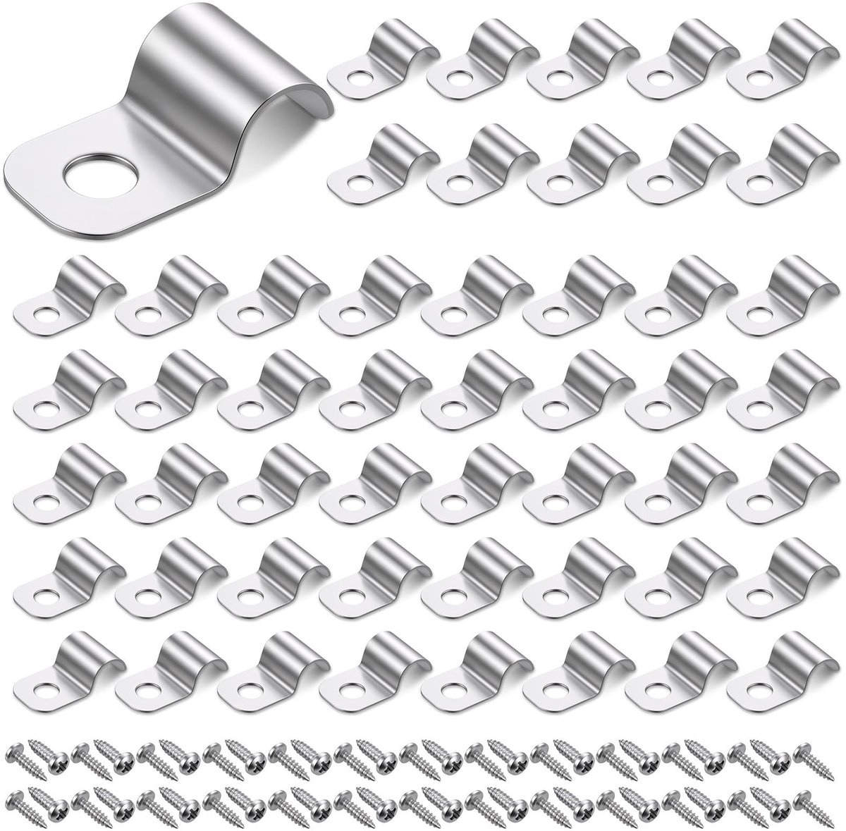 Solidchoice - 50 Stuks Kabelklemmen om te Schroeven met Roestvrijstalen Schroeven - Bevestigingsklemmen voor Kabels Ø 7-8 mm
