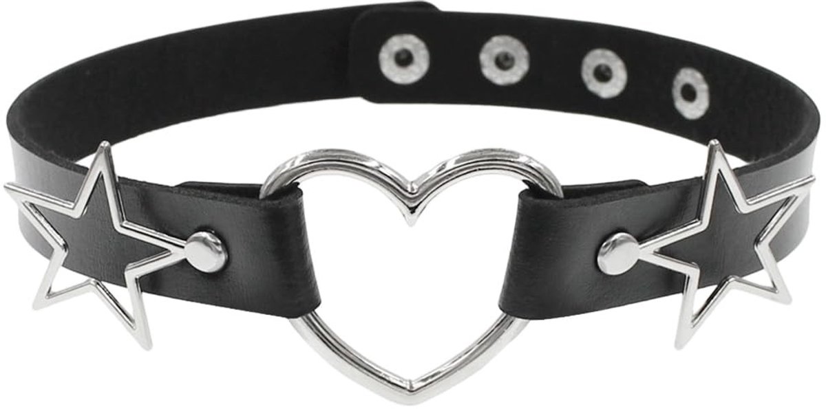Solidchoice - Verstelbare Punk Rock Stijl Choker Ketting met Hart