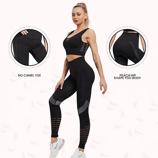 Sportlegging Dames - Fitness Legging - Yoga Legging - High Waist Sport Legging - Anti Cellulite - Shapewear Dames - Push Up - Butt Lifter - Sportkleding Dames - Booty - zwart XL — afbeelding 3