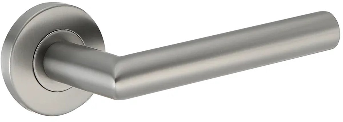 Deurkruk (2x) Amari rond 20mm haaks op rozet geborsteld gun metal PVD gecoat | Ronde deurklinken