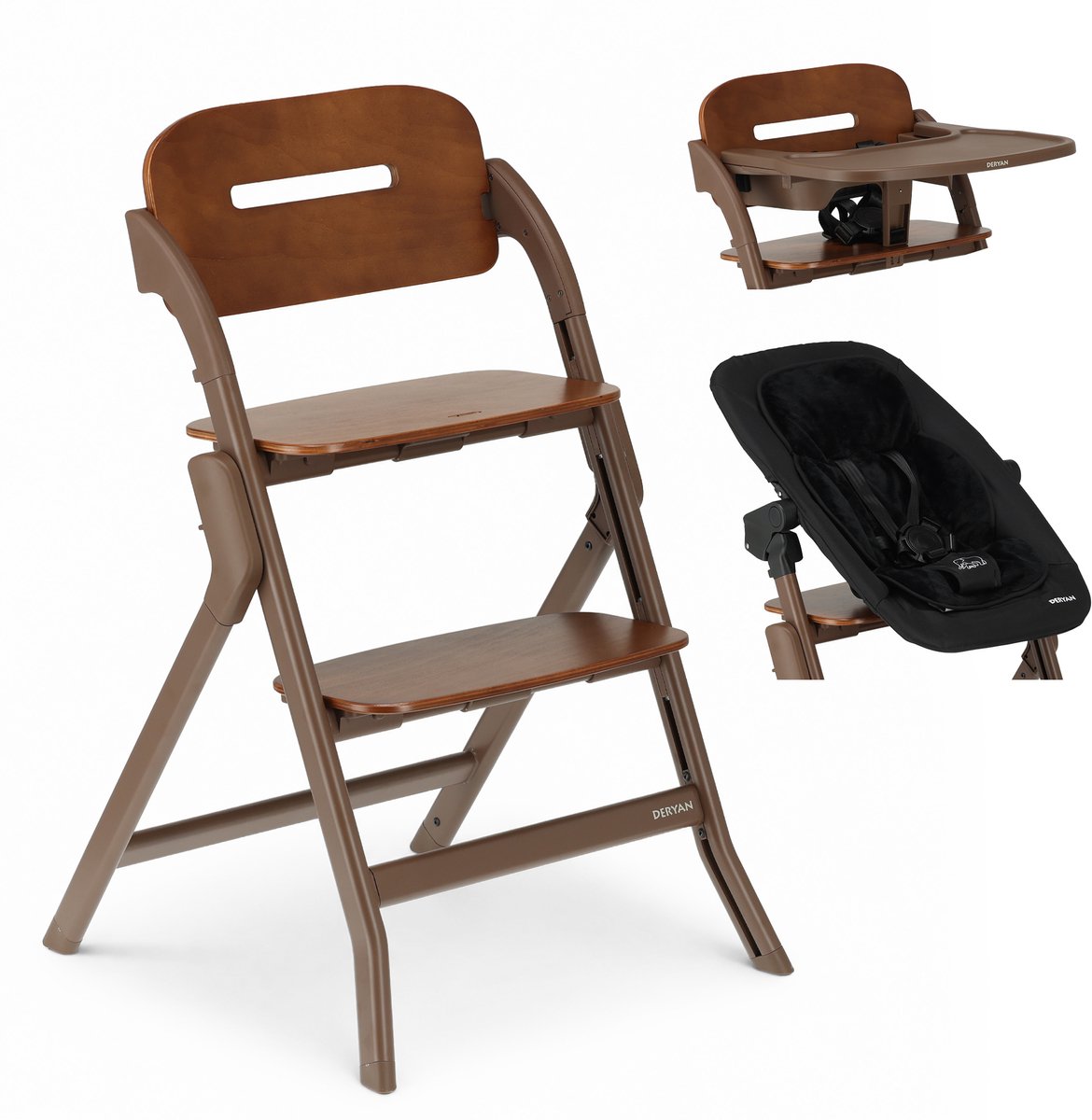 Deryan Oak Luxe Kinderstoel met Bouncer - Donkerbruin