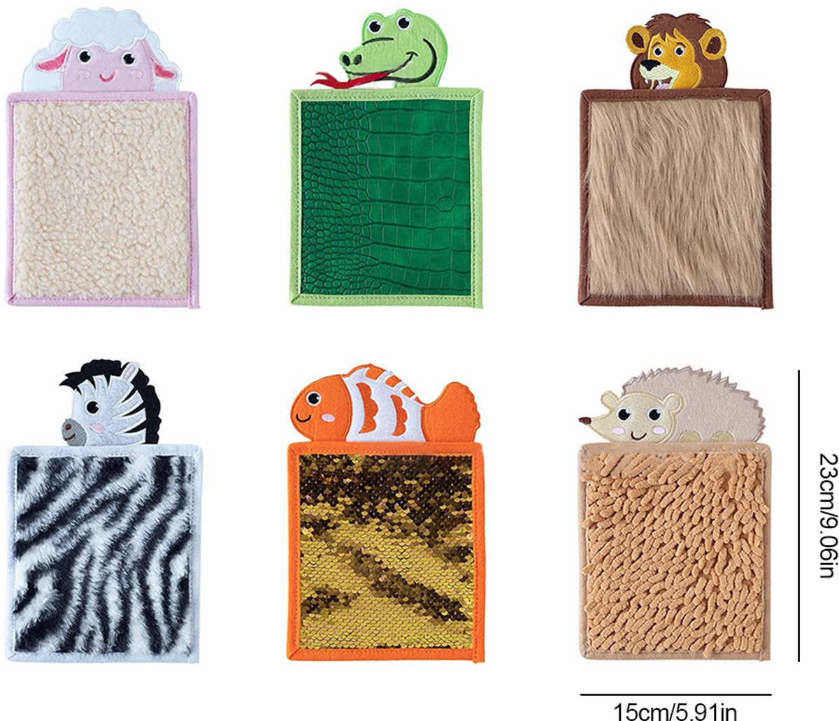 COVREO Sensory mat voor kinderen, 23 x 15 cm, felt, 6 stuks voor spel en rust