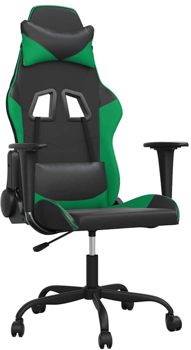 vidaXL Massage - gamestoel - kunstleer - zwart - en - groen Zwart en groen
