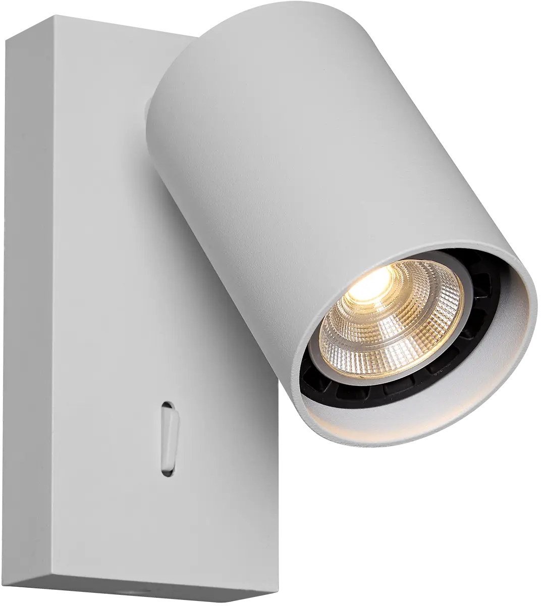 Taboo wandlamp van Fantasia, wit aluminium, verstelbare kop, ingebouwde schakelaar, voor 1x GU10 (excl.), IP20, 220-240V.