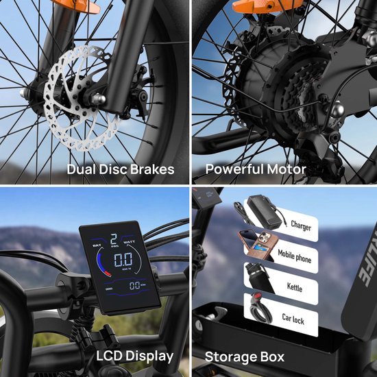 T2 20" x 4 elektrische fiets met uitneembare 48V 15.6Ah-accu — afbeelding 5