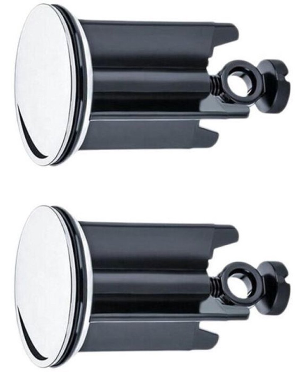 LISM-Universele wastafelafvoerstopjes, 40 mm diameter, 2 stuks, verchroomd messing met rubberen afdichtingsring, in hoogte verstelbaar.