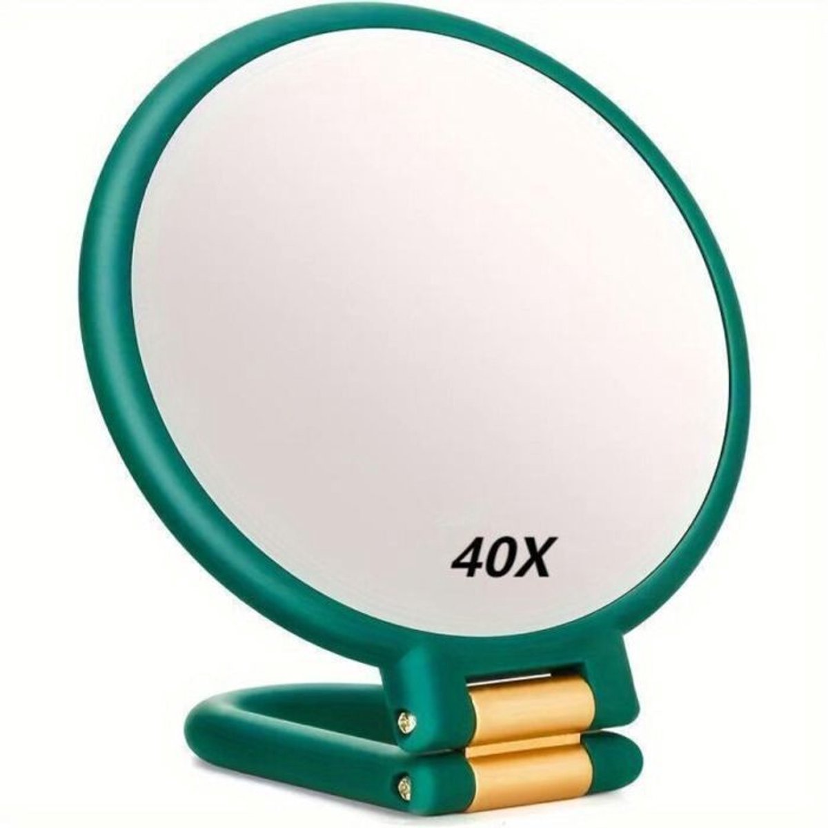 LISM-Vergrootglas met 40x vergroting, dubbelzijdige vouwspiegel met handvat, handspiegel voor kappers, vouwspiegel voor duikers