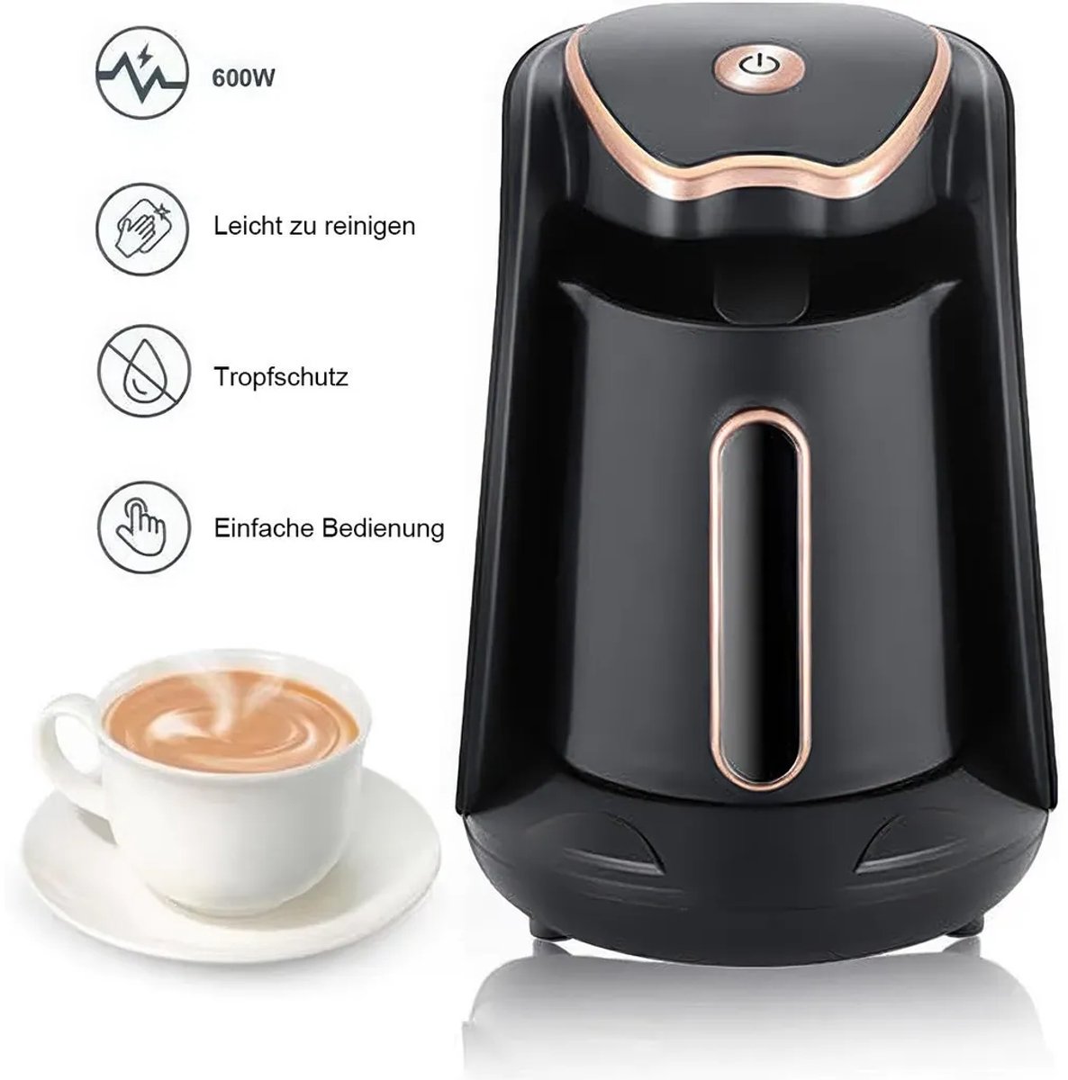 LISM-Koffiemachine, elektrische koffiemachine, 600 watt, 300 ml, capaciteit voor 4 kopjes, met overloopbeveiliging en droogkookbeveiliging.