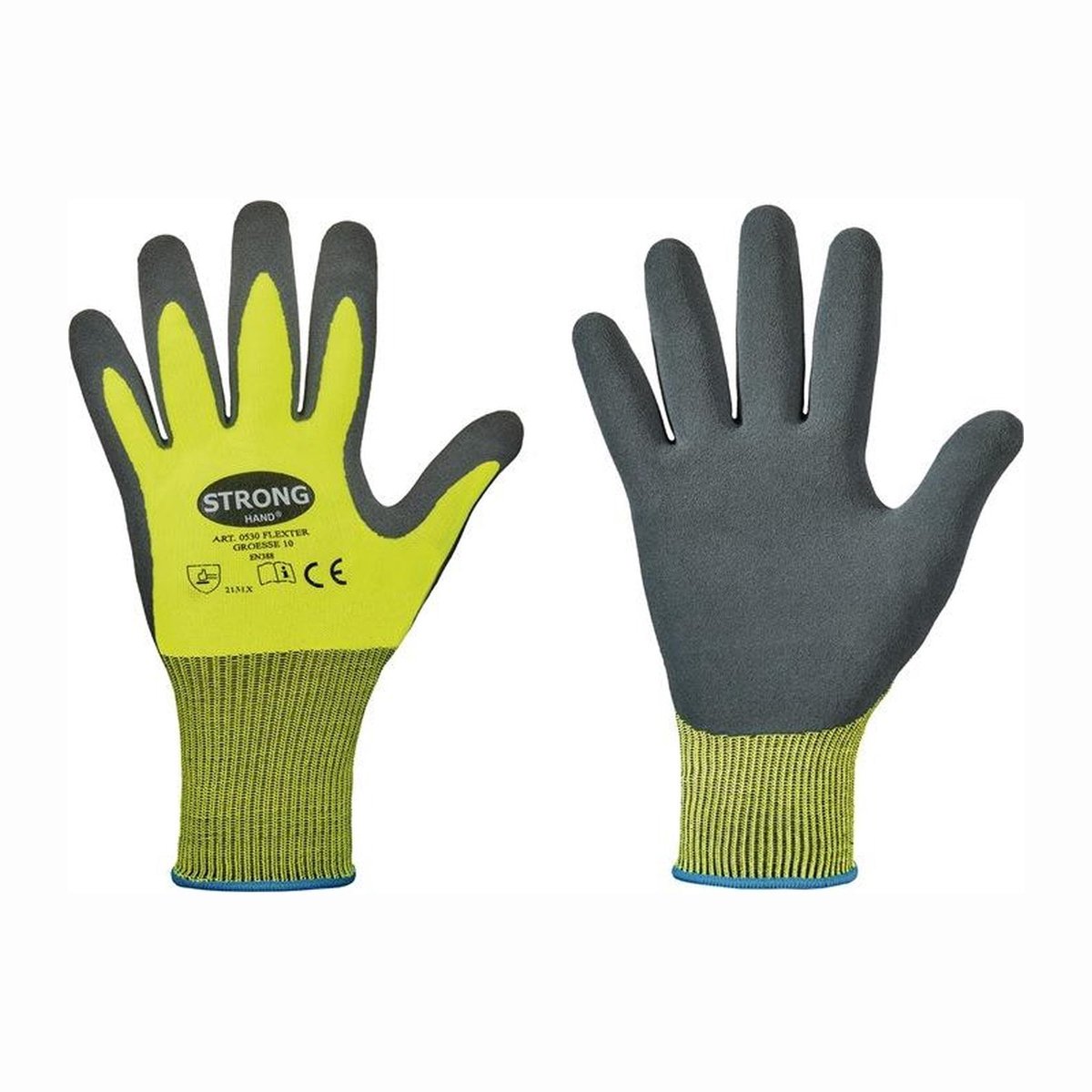 STRONGHAND Handschoenen Flexter neongeel / grijs EN 388 PSA II Maat 8 - 0530-08H