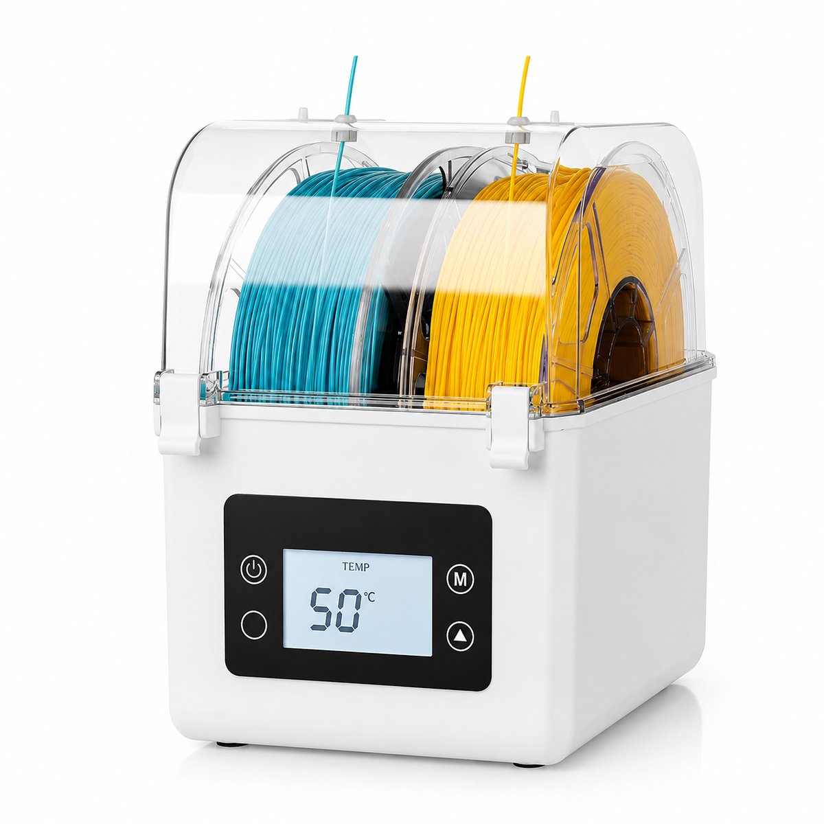AALVERO - Filament droger - Filament houder met ventilator - Droog box - 3D Printer - 1,75 mm - 2,85 mm - 26 x 20 x 31 cm - Wit