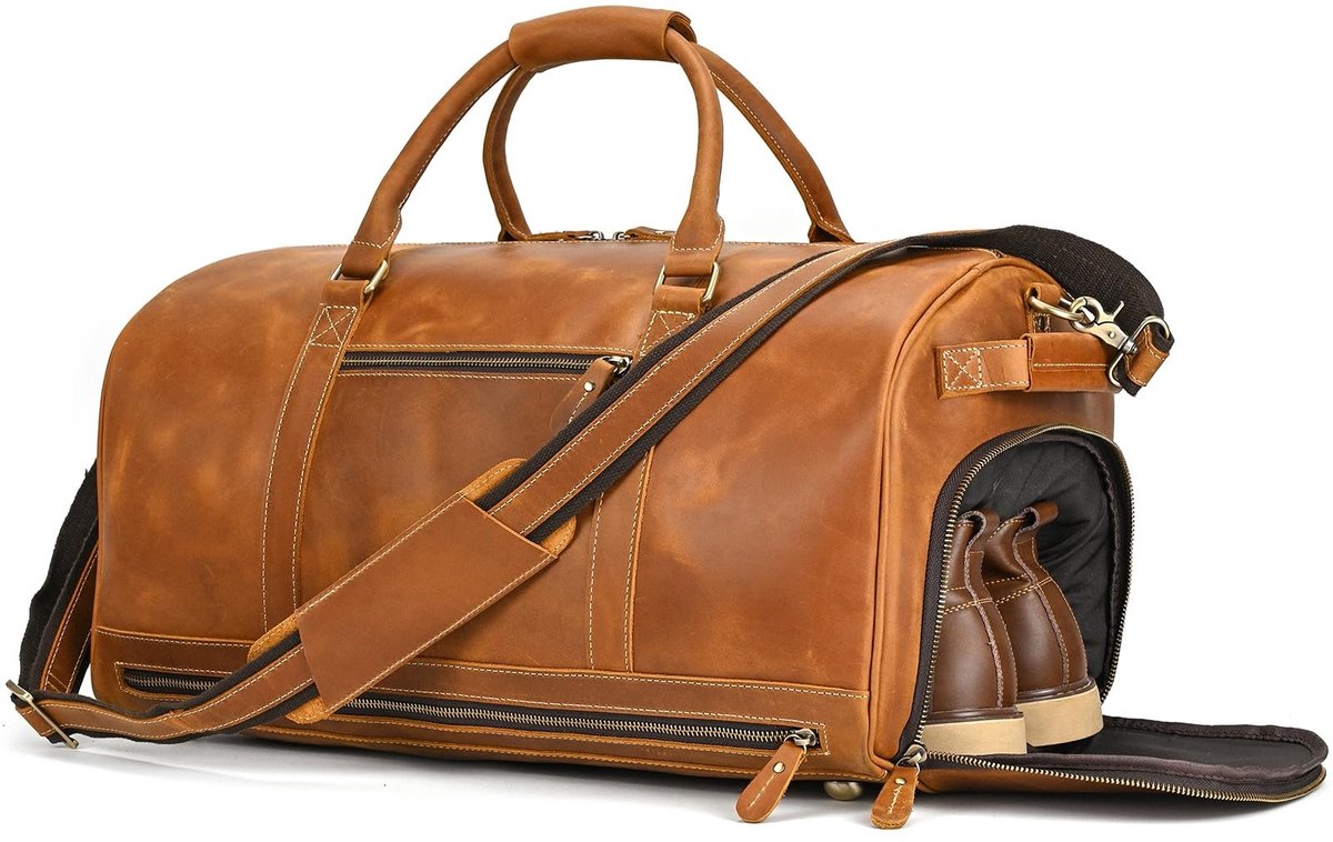 Solidchoice - Vintage Leren Weekendtas voor Reizen en Sport