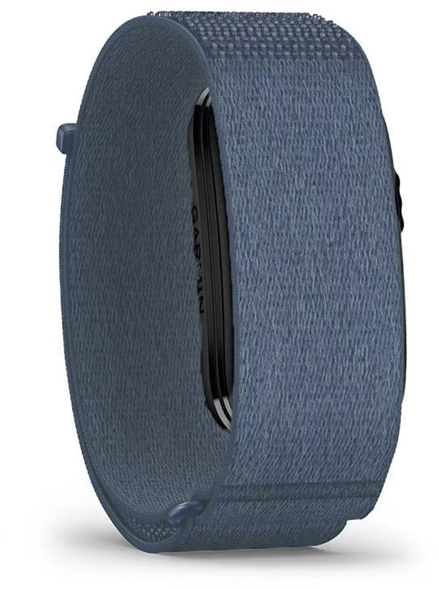 Stravo Nylon Bandje – Geschikt voor Garmin CIRQA Smart Band – Lichtgewicht Sport Horlogebandje met Klittenbandsluiting – Maat L – Lichtblauw