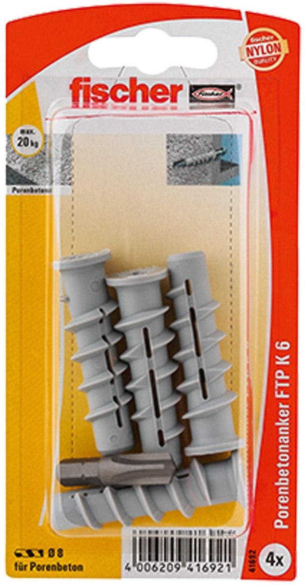 Fischer 4x Gasbeton plug GB GREEN 8 - 524842
