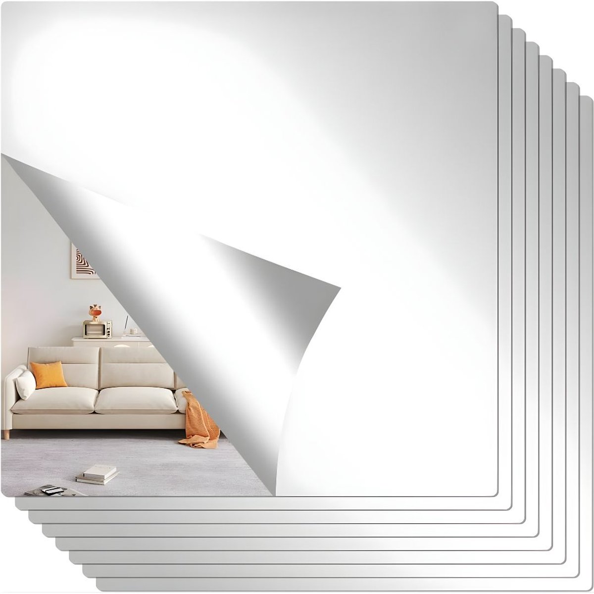 KIRA® Spiegel - Passpiegel - Wandspiegel - Deurspiegel - Plakspiegel - Wit - 20cm x 20cm x 1cm
