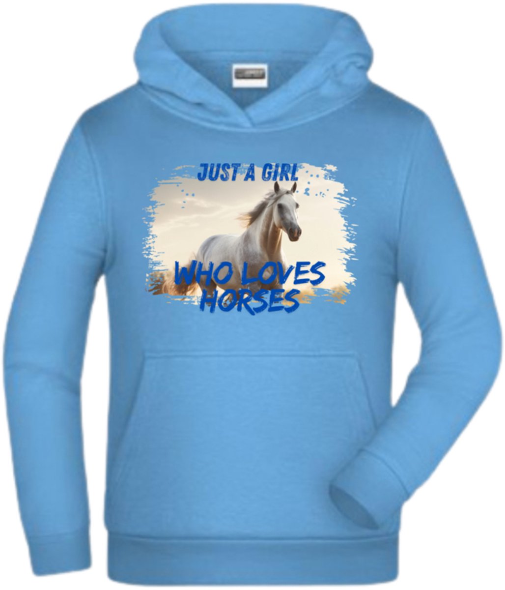 Lichtblauwe hoodie met paard - Blauw - 134/140