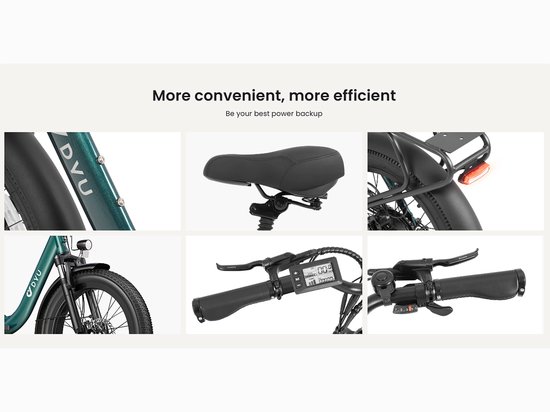 DYU C9 Beste Touring Vouwfiets Elektrisch | 250W Motor & Geavanceerde Controller voor Soepele Vermogensafgifte | 15,6Ah Accu tot 150km | Compact Opvouwbaar Design – Geschikt voor Stadsstraten en Uitdagend Terrein — afbeelding 5