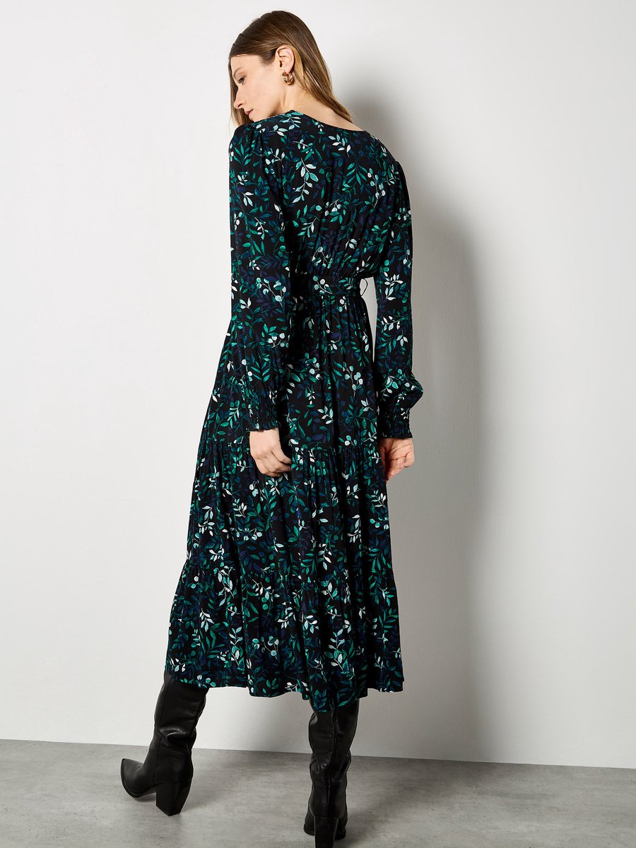 Eucalyptus Leaf Print Maxi Dress