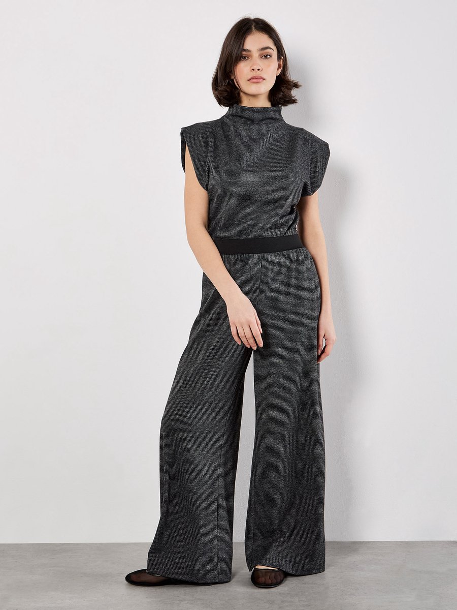 Mini-broek met brede pijpen in dogtooth-motief