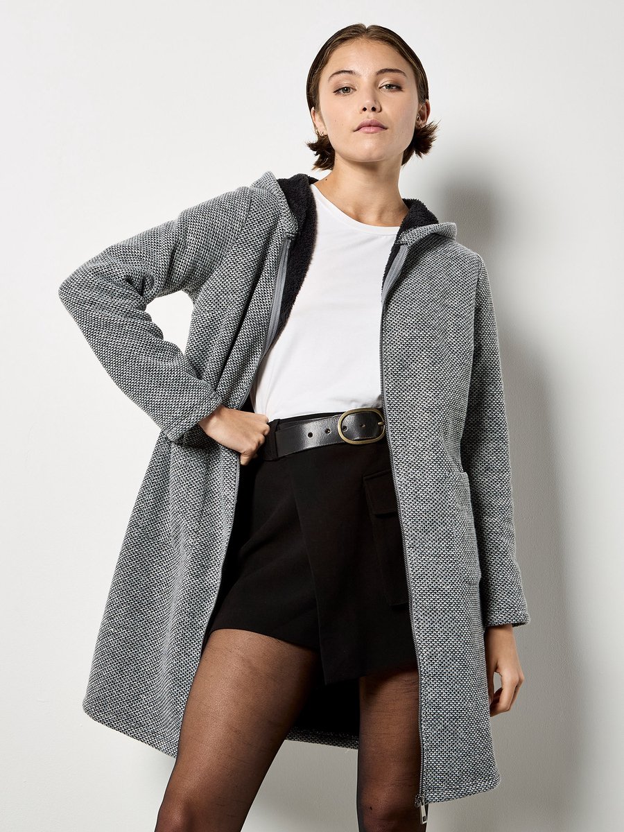 Tweed jas met fleecevoering