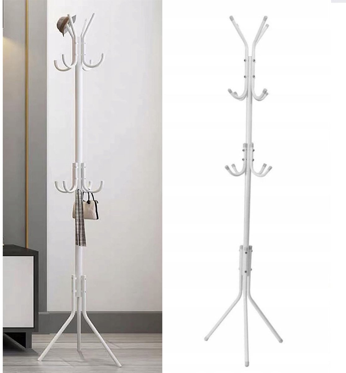 Standaard Kledingrek Metaal Wit met 12 Haken - 175 cm