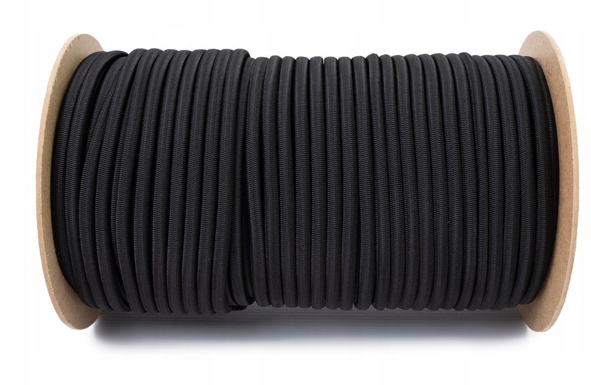 Elastische Rubberen Touw 8mm 50m - Zwart, Ideaal voor Zeilen & Spantenten