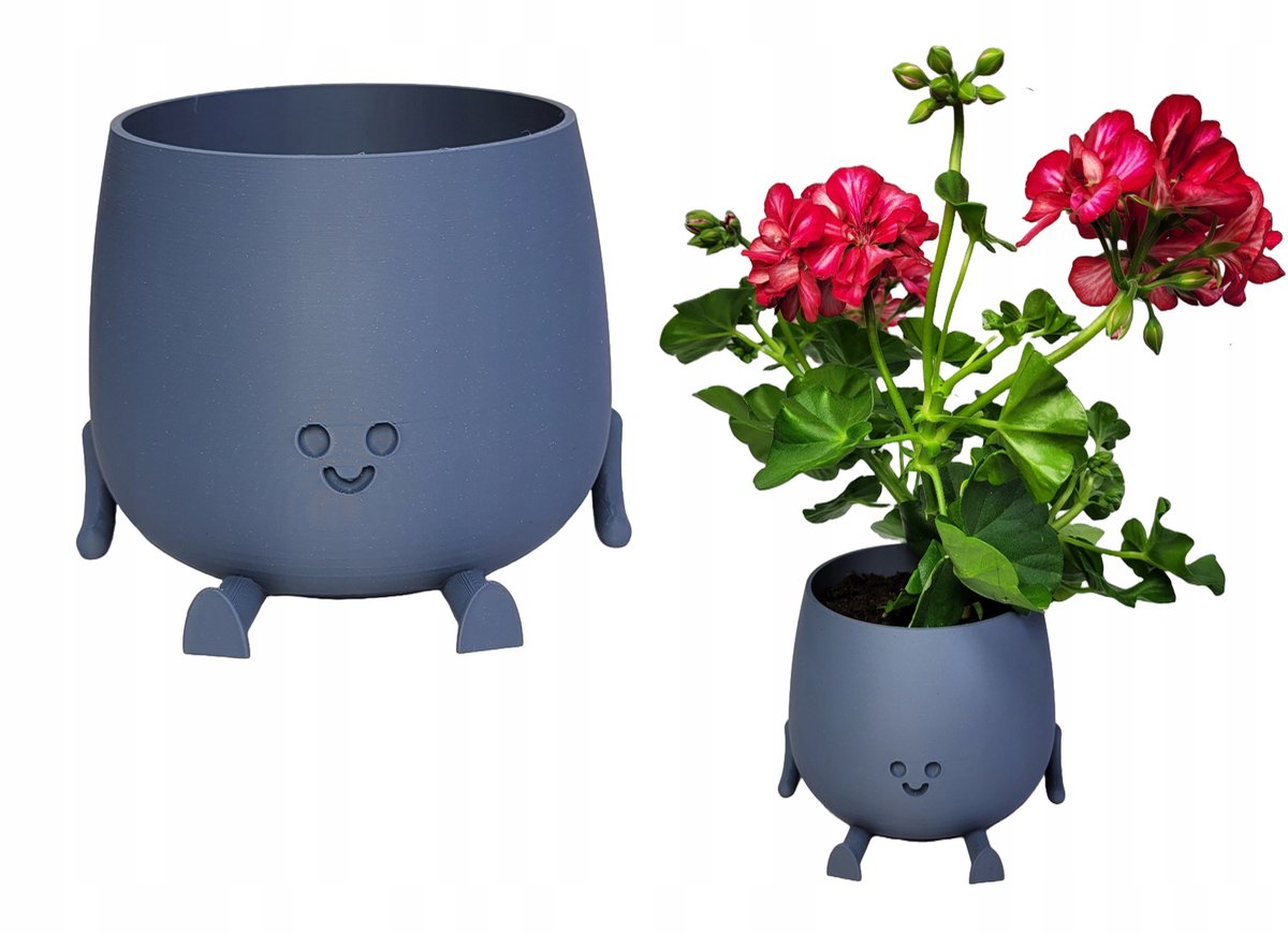 Moderne Matgrijze 3D-geprinte pot - M (8,5x9cm)