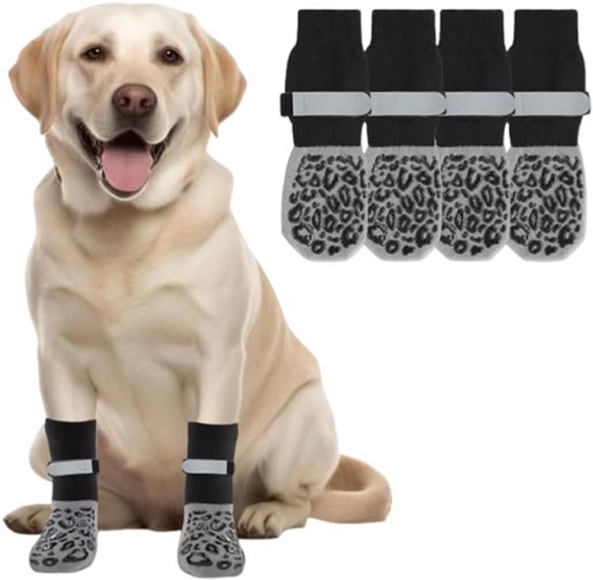 Niet-slip honden sokken met verstelbare sluiting, 2 paar, maat XS, bescherming tegen krassen en gladde vloeren