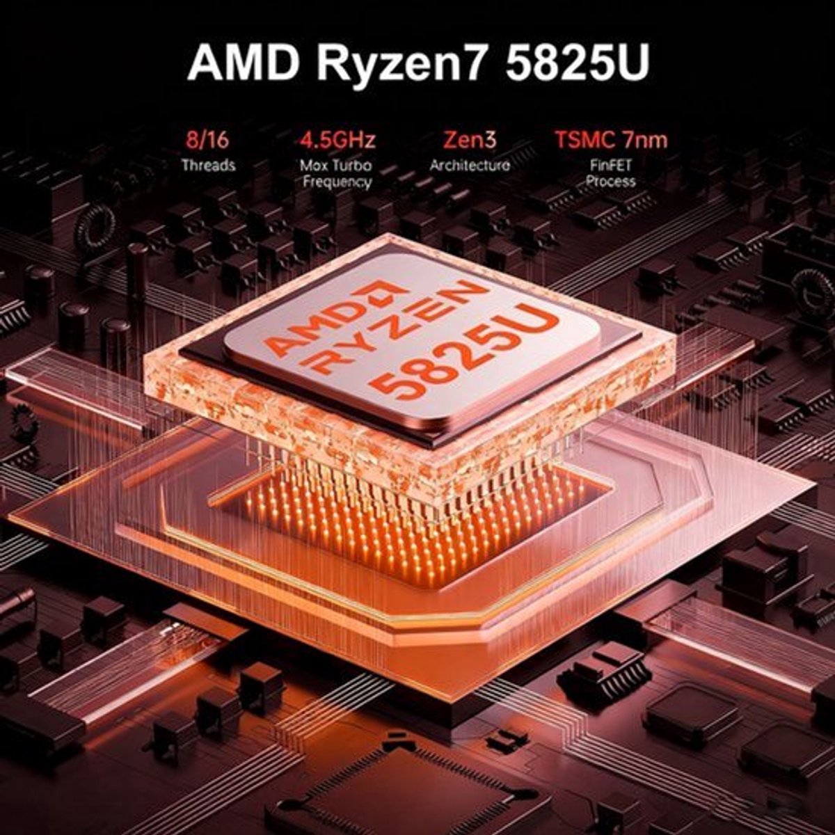 Mini PC – Mini Computer – Desktop PC – Kleine PC – Compacte PC – AMD Ryzen 7 5825U – 32GB DDR4 RAM – 512GB M.2 SSD – Triple 4K Scherm Ondersteuning – WiFi 6 & USB Type-C