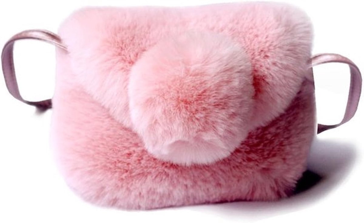 Schattige pluche schoudertas voor meisjes van 3-12 jaar, mini handtas met verstelbare schouderriem, perfect voor dagelijks gebruik en uitjes (Roze)