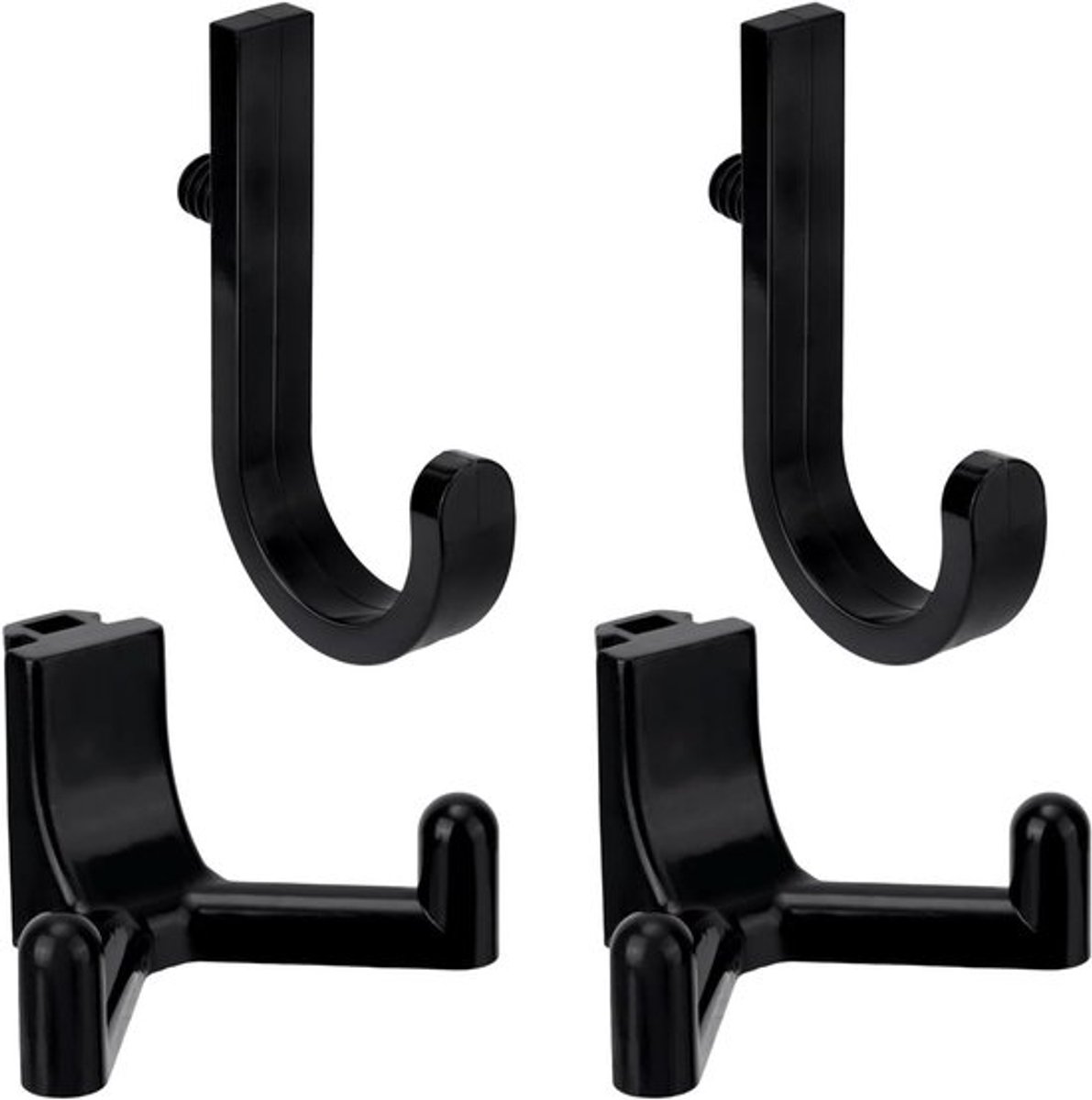 Set van 4 Opslaghaken, Plastic J- en Y-vormige Haken voor Gereedschap, Essentiële Accessoires voor Opslagplanken en Organisatie