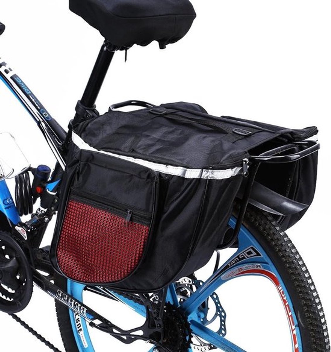 Waterdichte Fietstas voor Achterop, Opvouwbaar met Reflecterende Strepen, 25 Liter, Geschikt voor Zadelpen en Fietsaccessoires